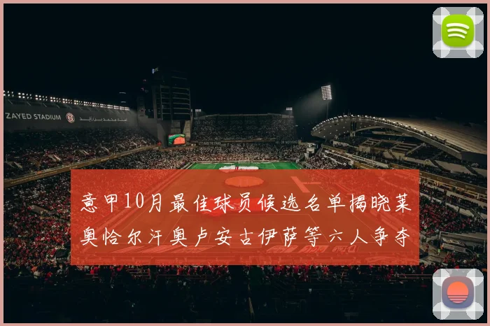 意甲10月最佳球员候选名单揭晓莱奥恰尔汗奥卢安古伊萨等六人争夺荣誉